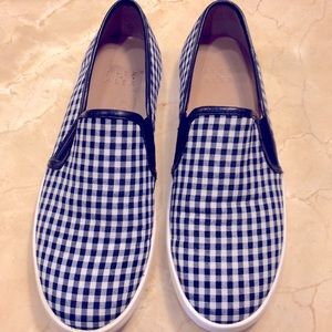 Cute navy and white gingham deck shoes